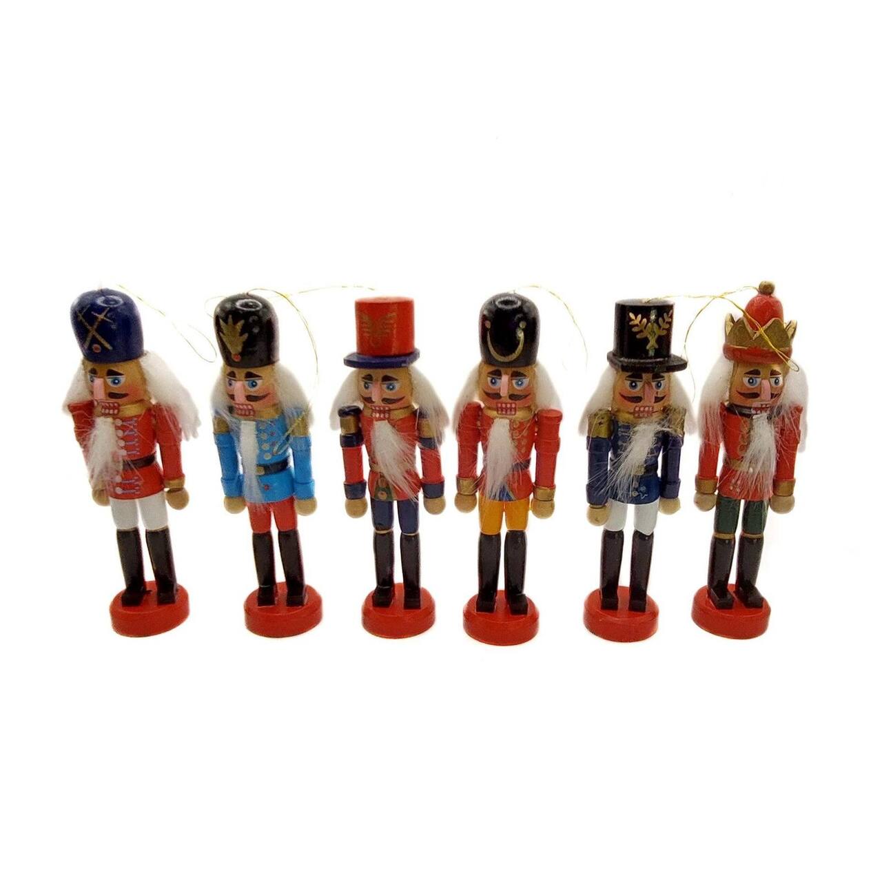 Wizardi 4.92" Classic Wooden Christmas Nutcracker Decoration Set, 6ct.